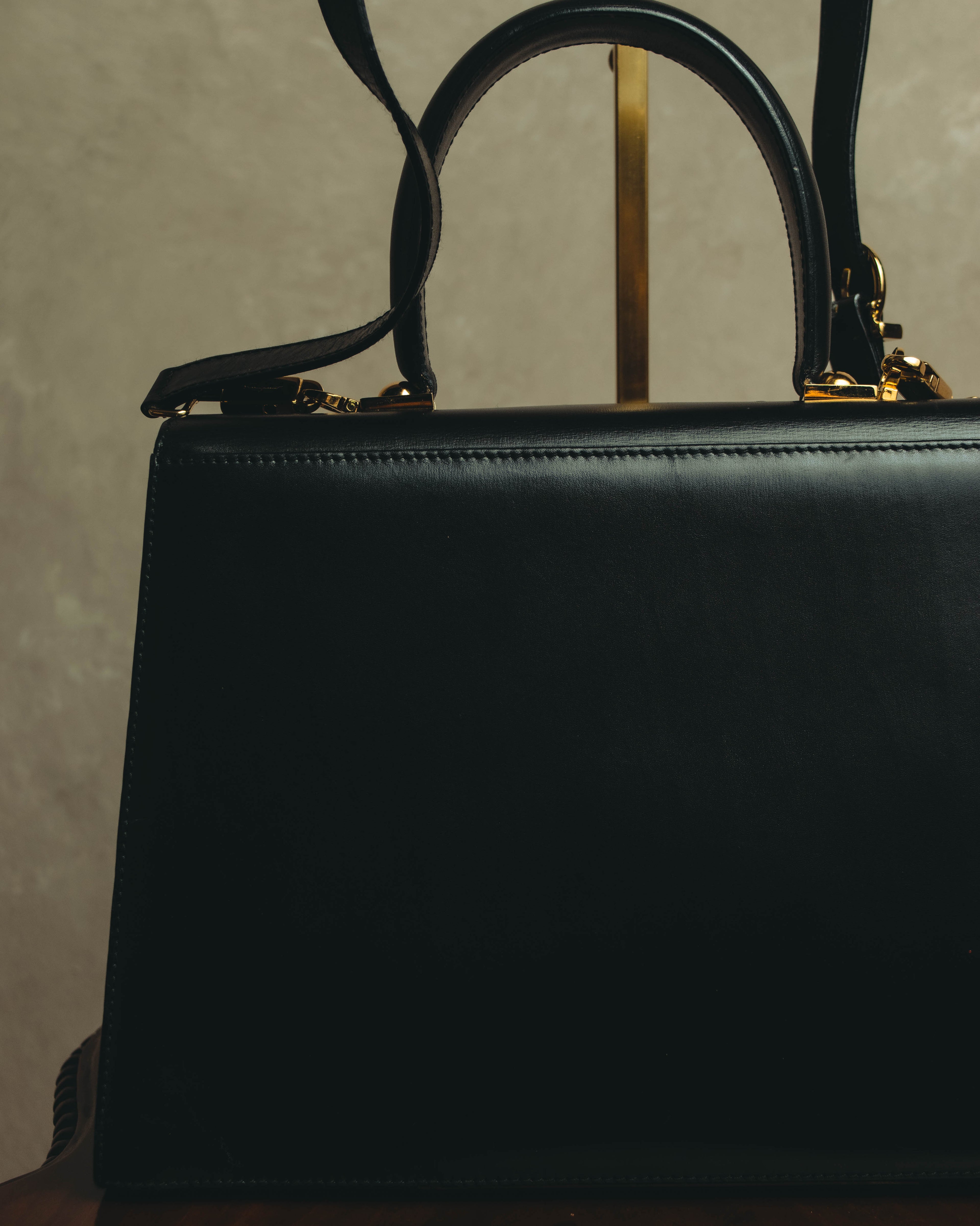 "Salvatore Ferragamo" 80's-90's Structured leather top handle bag