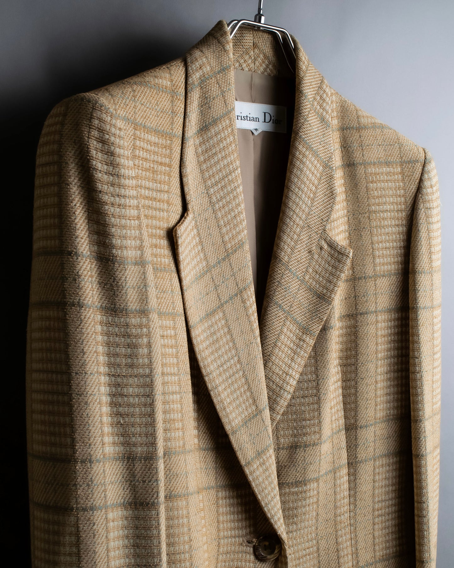 "Christian Dior" Glen check pattern beautiful shape tailored jacket