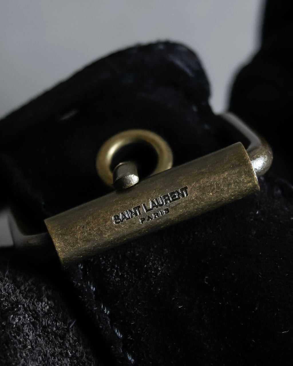 "Saint Laurent" 19AW gold studs design suede long coat