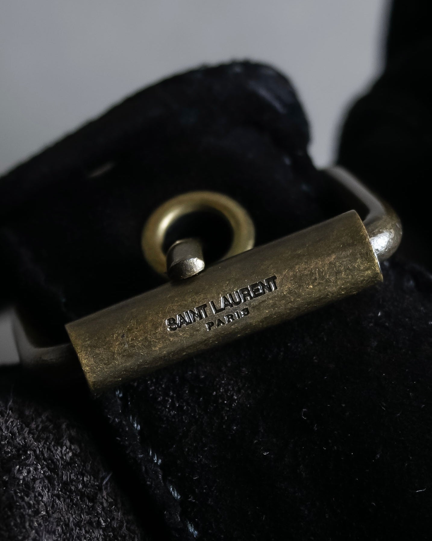 "Saint Laurent" 19AW gold studs design suede long coat