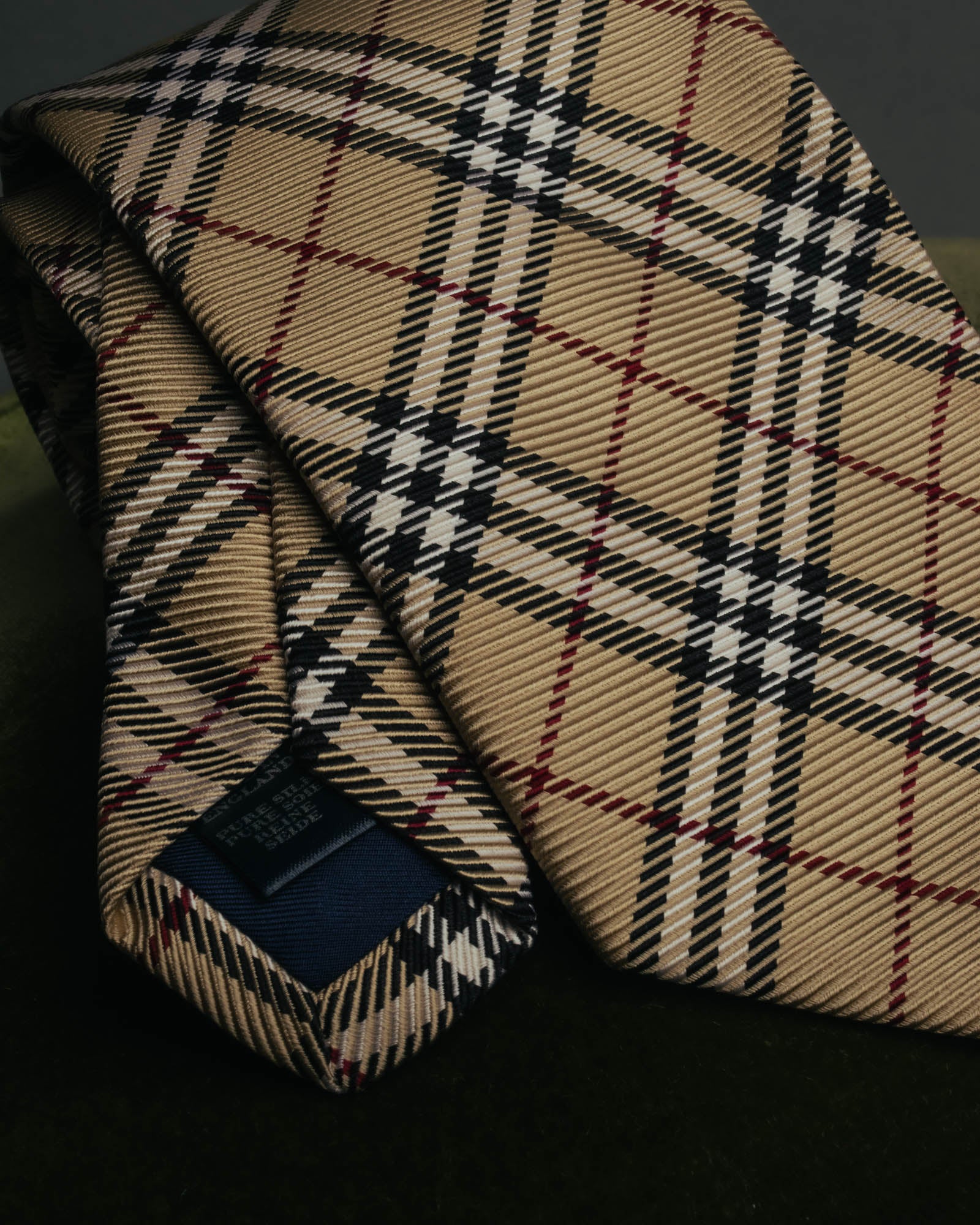 "BURBERRY LONDON" 00's Beige checked silk necktie