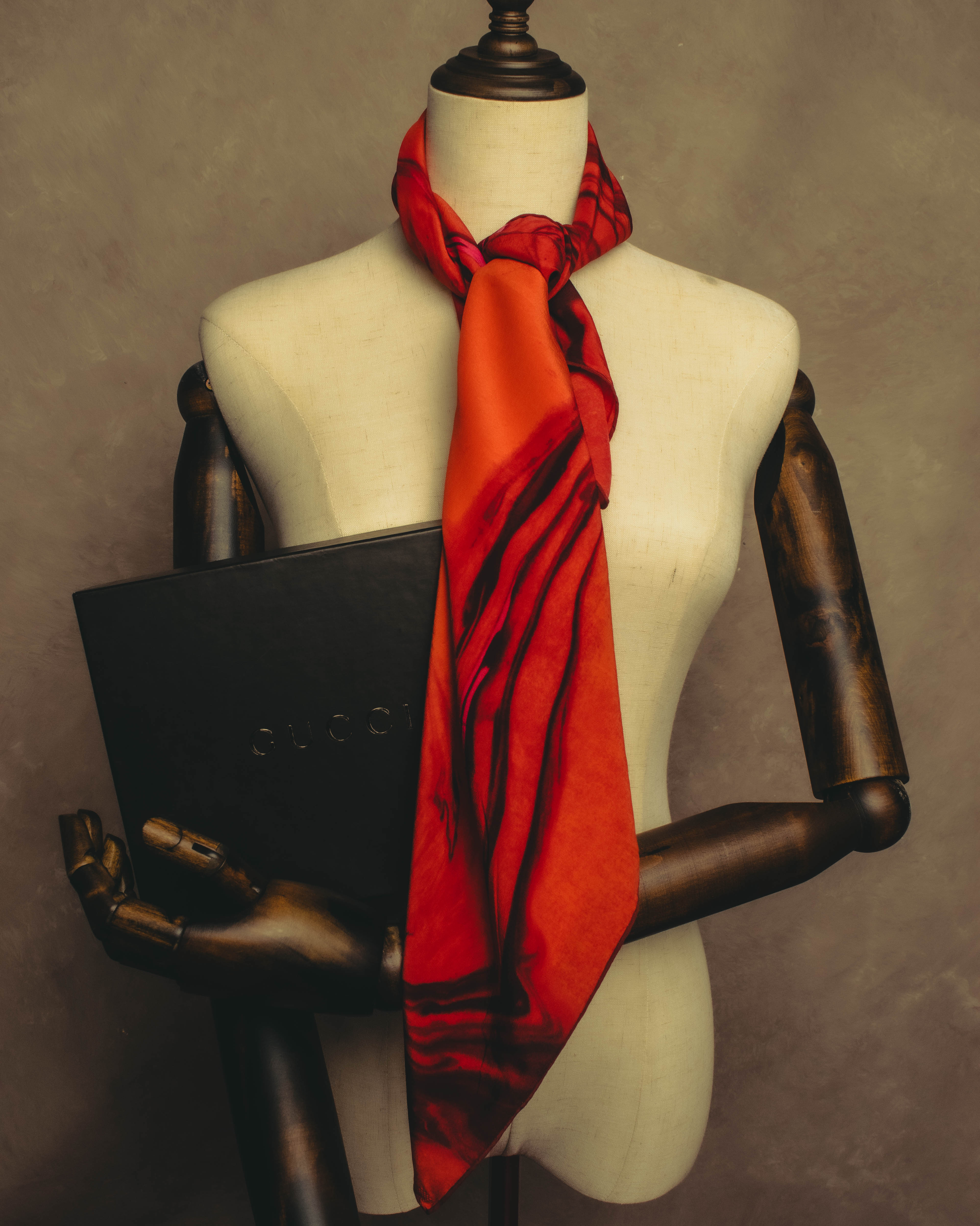 SPECIAL– “GUCCI” 80's-90's Abstract marble print silk scarf – MOOD