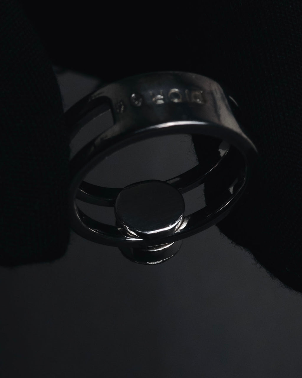 "Christian Dior" 00’s industrial solitaire crystal signet ring