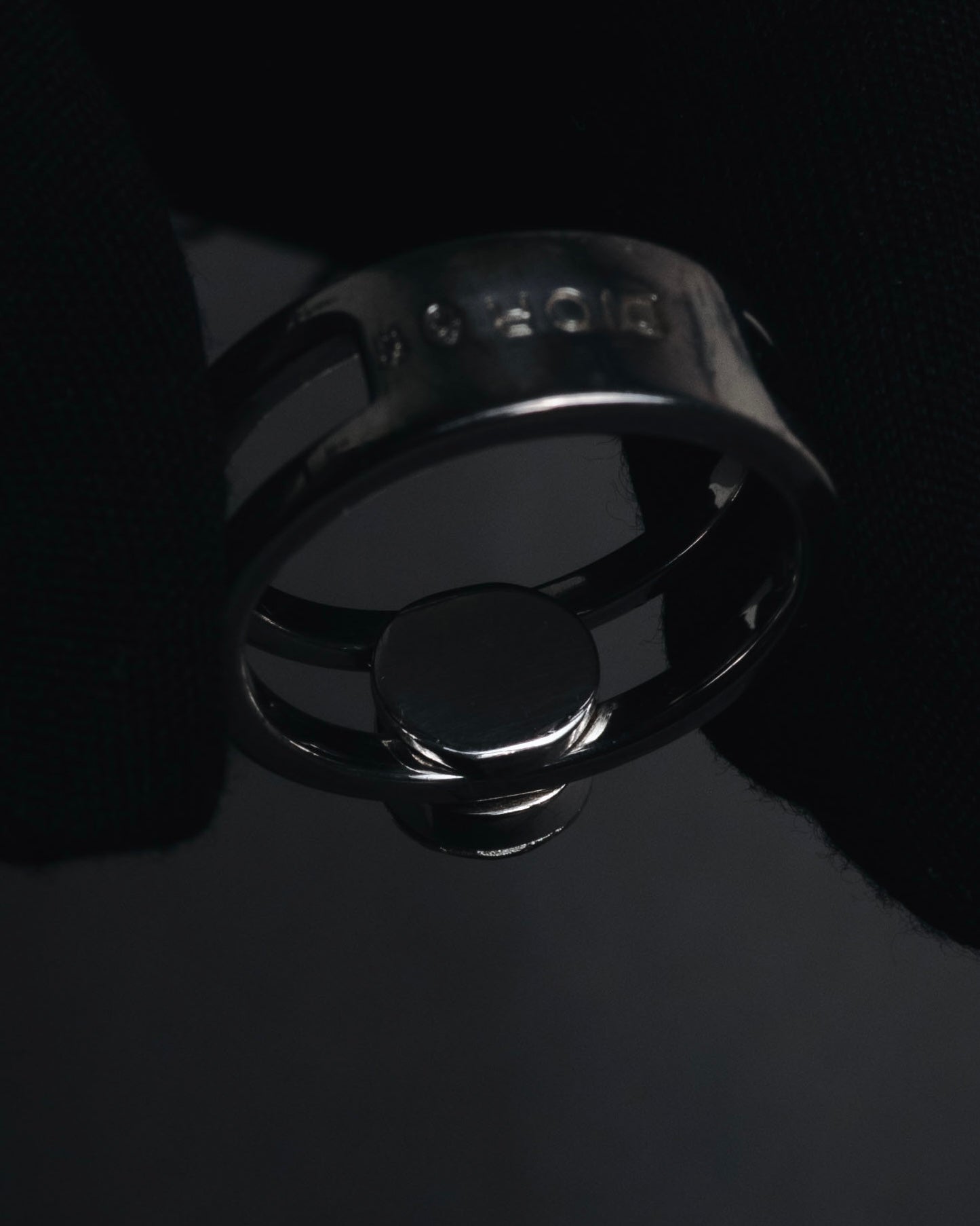 "Christian Dior" 00’s industrial solitaire crystal signet ring