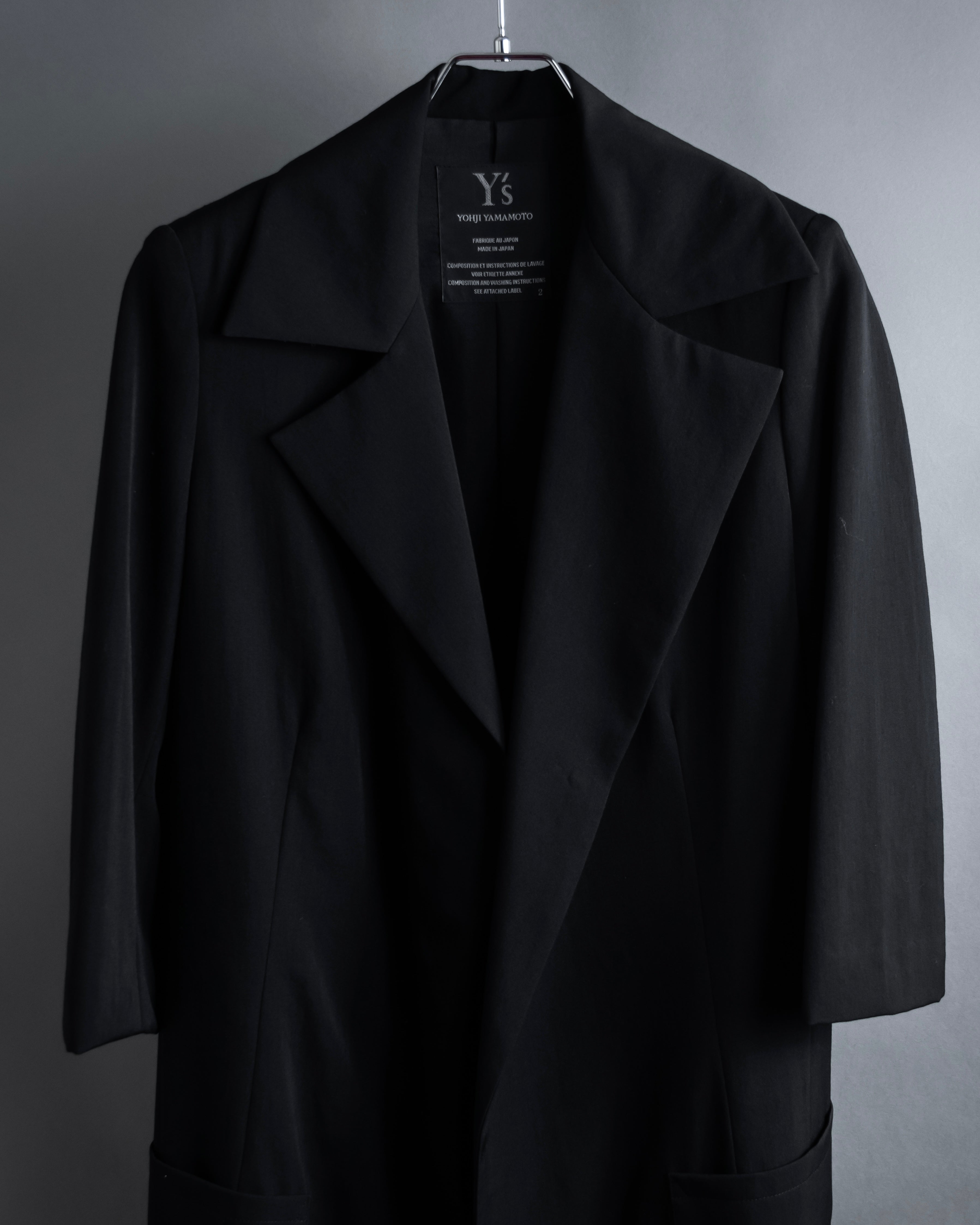 "Y's" Sharp lapel draping tailored coat