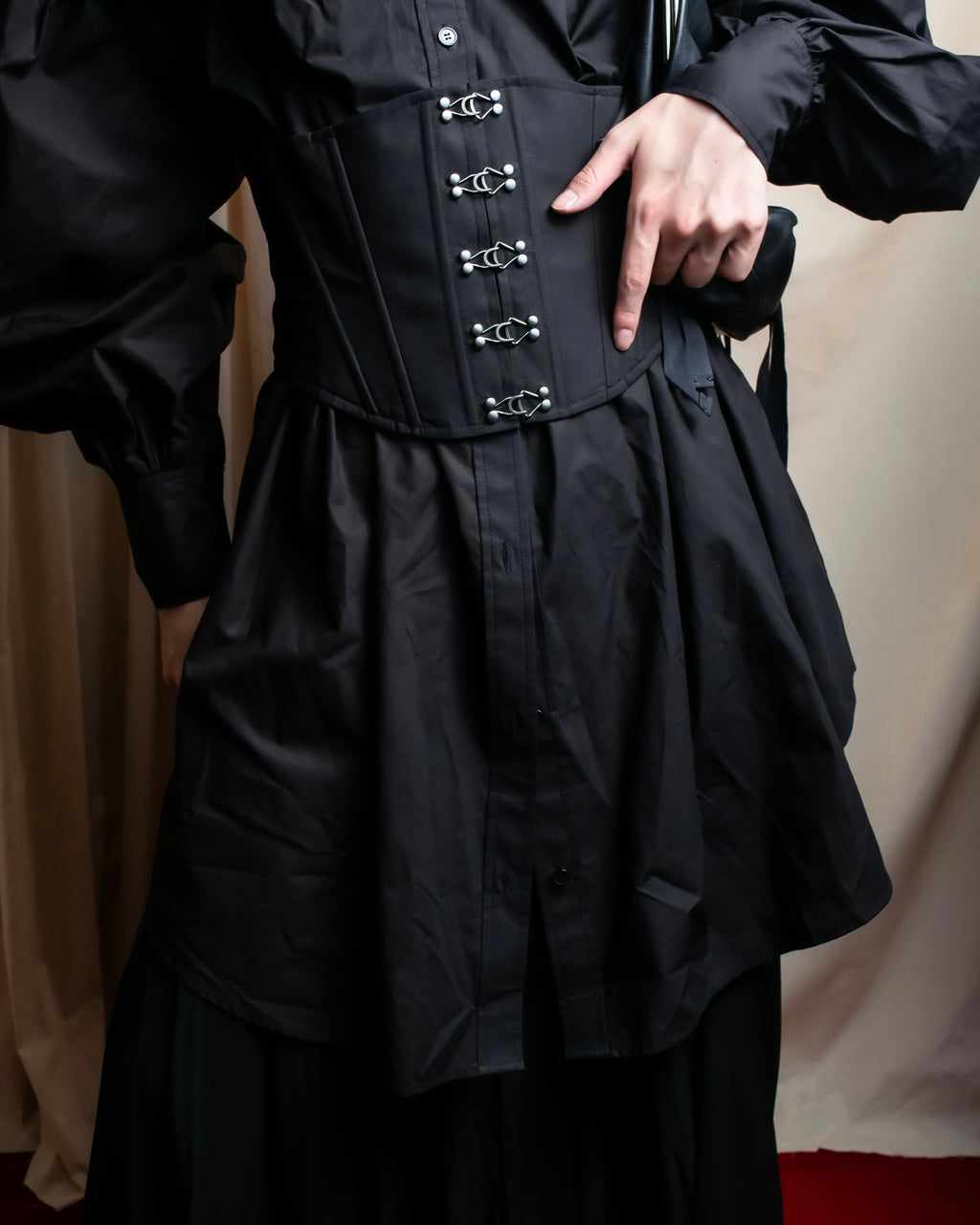 "KIMHĒKIM" Bondage corset belt design shirt dress