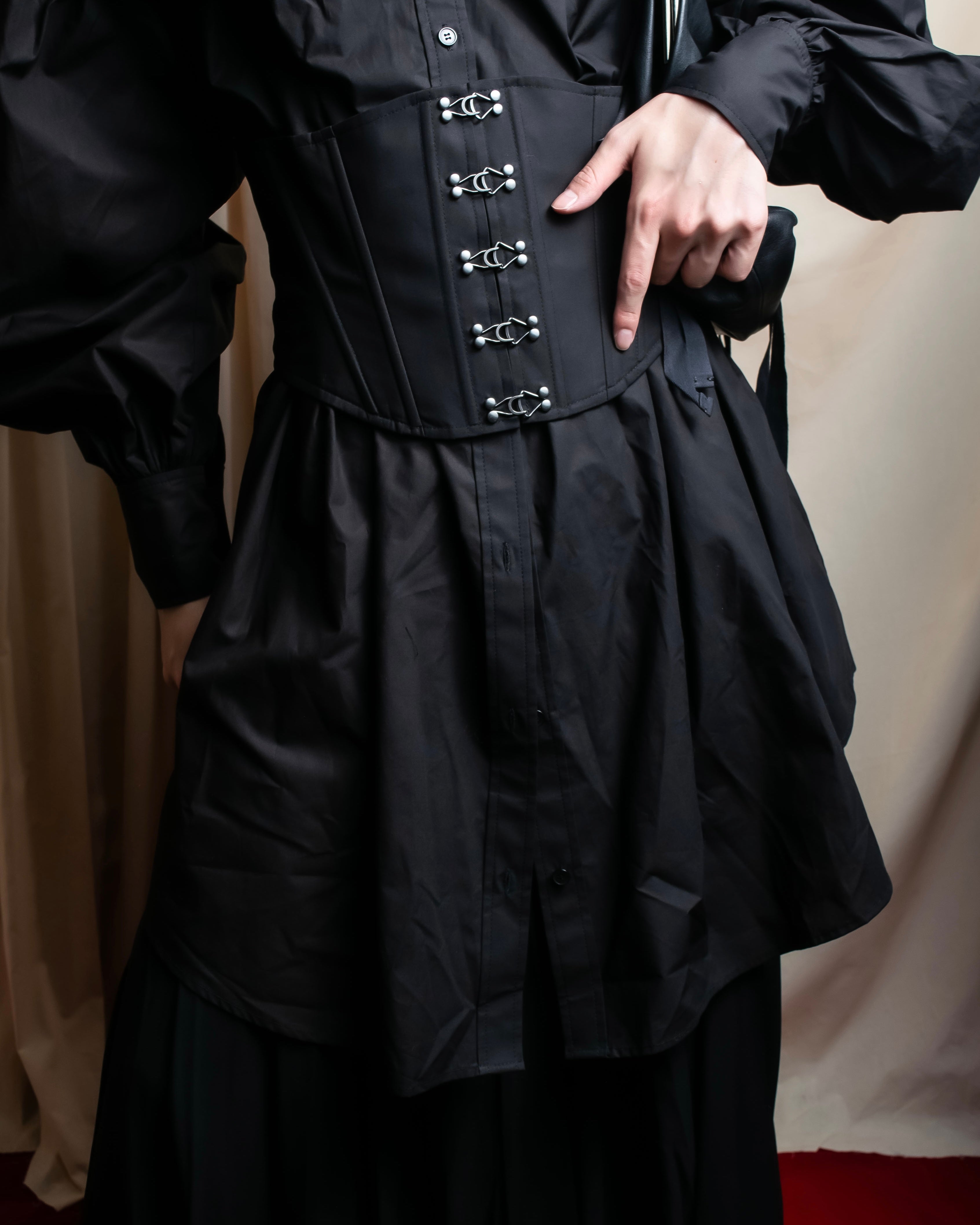 "KIMHĒKIM" Bondage corset belt design shirt dress