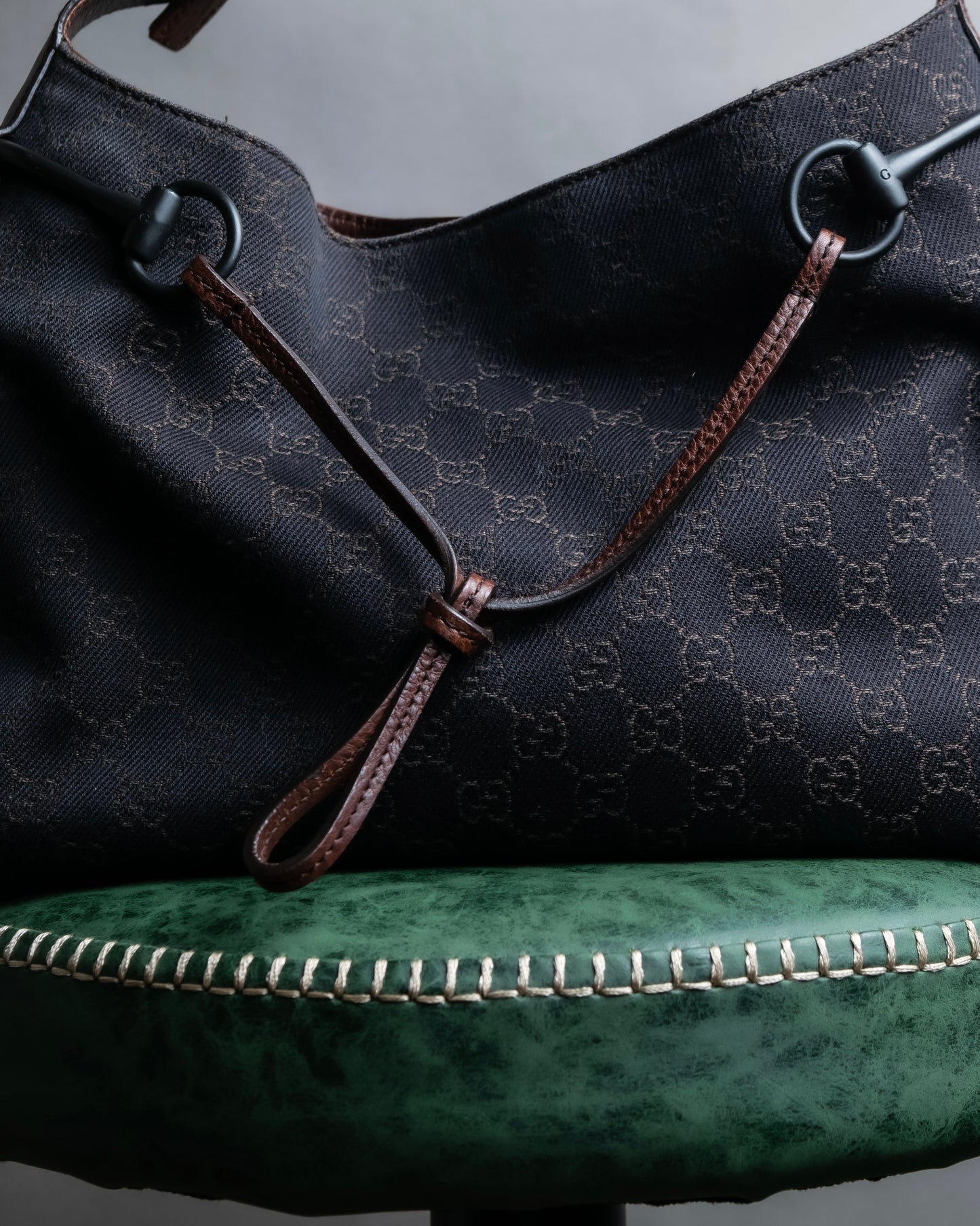 "GUCCI" GG canvas pattern horsebit design one shoulder bag