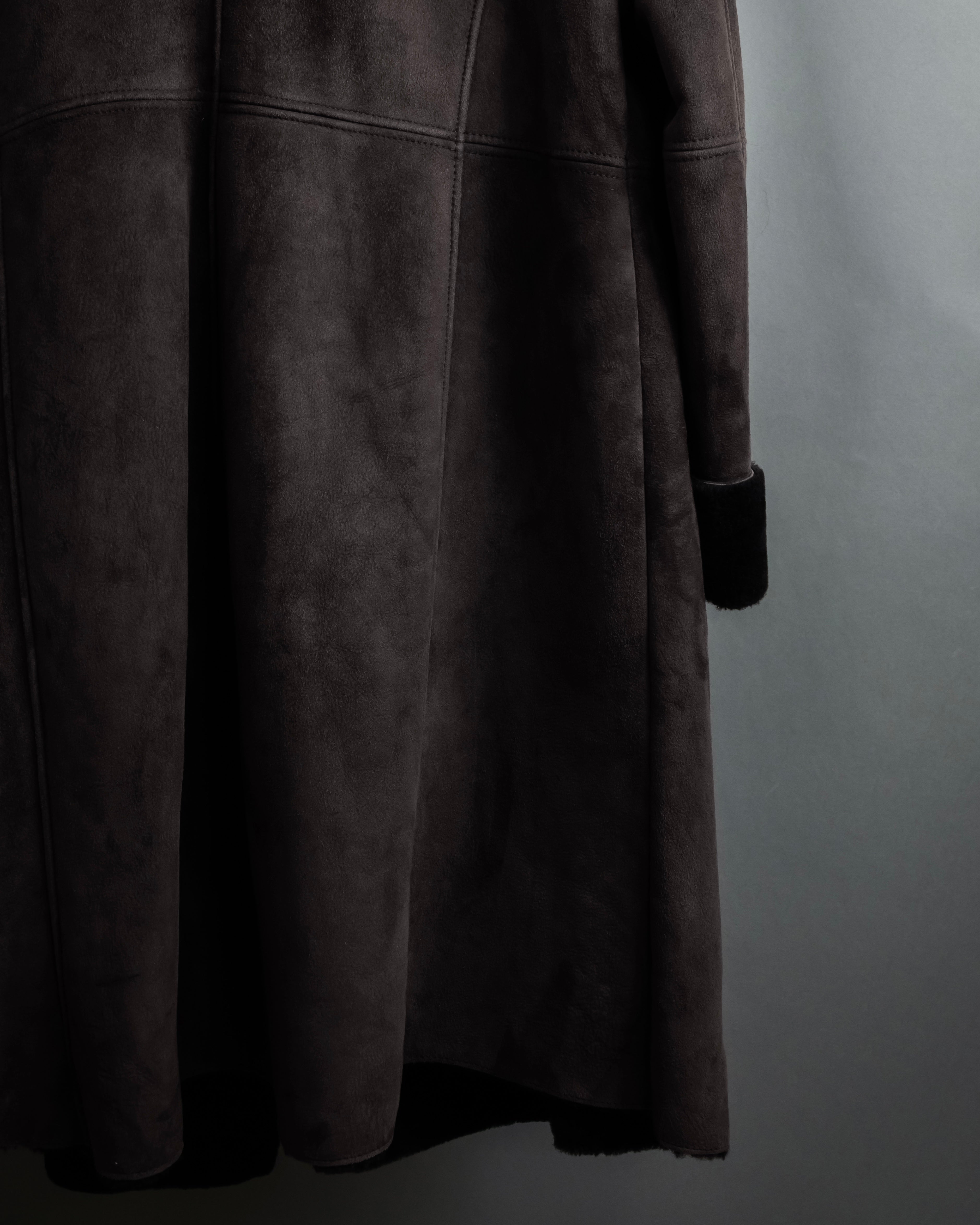 "NORTH BEACH" Smoky lamb fur design suede leather coat