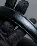 "Charles Jourdan" Logo half-moon metal plate design leather hand bag