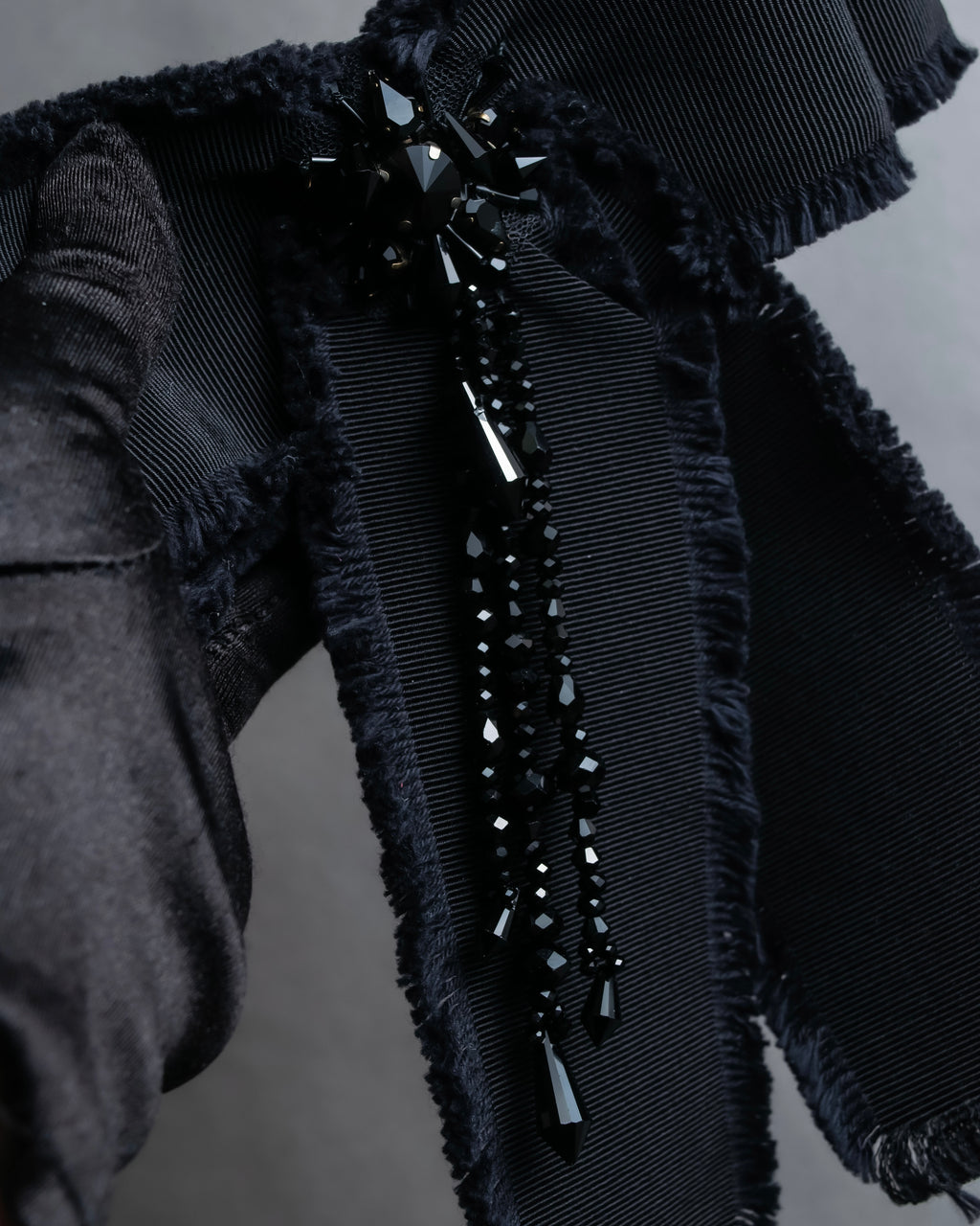 "GUCCI" Black bejeweled grosgrain ribbon