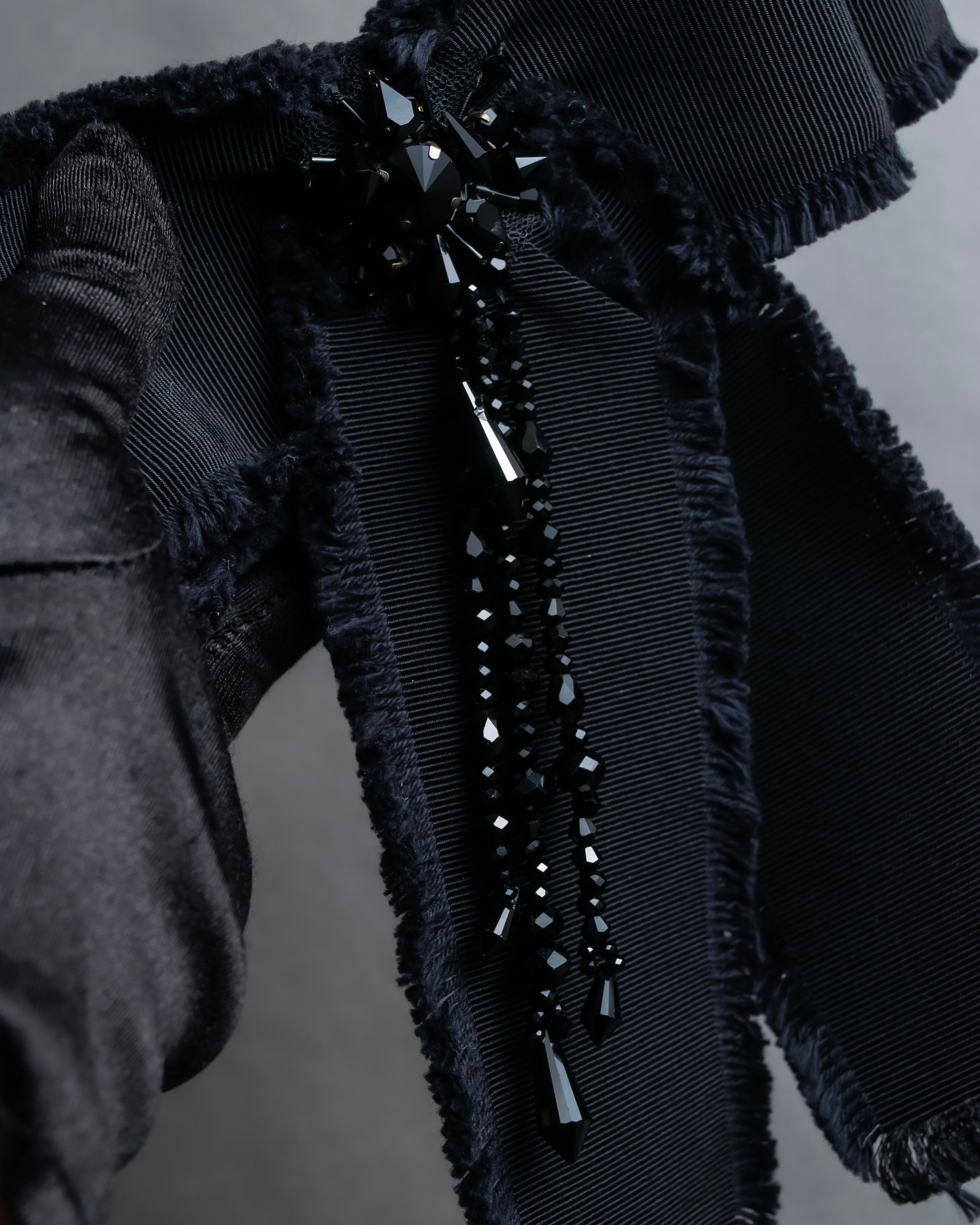 "GUCCI" Black bejeweled grosgrain ribbon