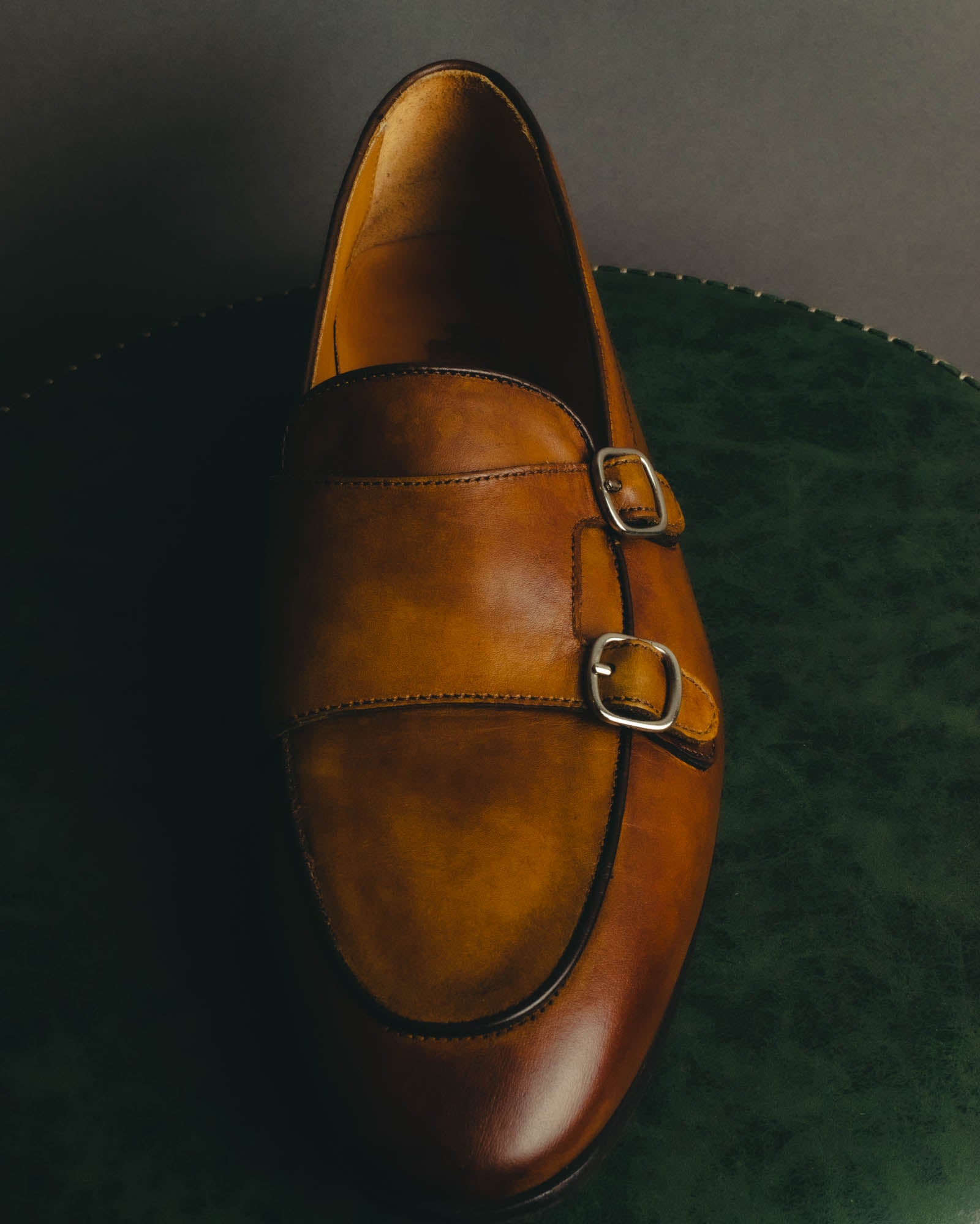 “Berwick 1707” 2010’s Patina aniline leather double monk shoes