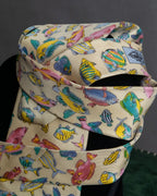 "GUCCI" Colorful fish motif silk neck tie