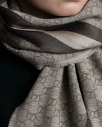 "GUCCI" GG monogram logo pattern fringe design stole