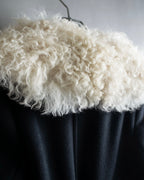 "HELMUT LANG" Fur collar belted long coat