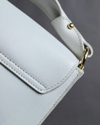 "Salvatore Ferragamo" Gancini motif structured white leather bag