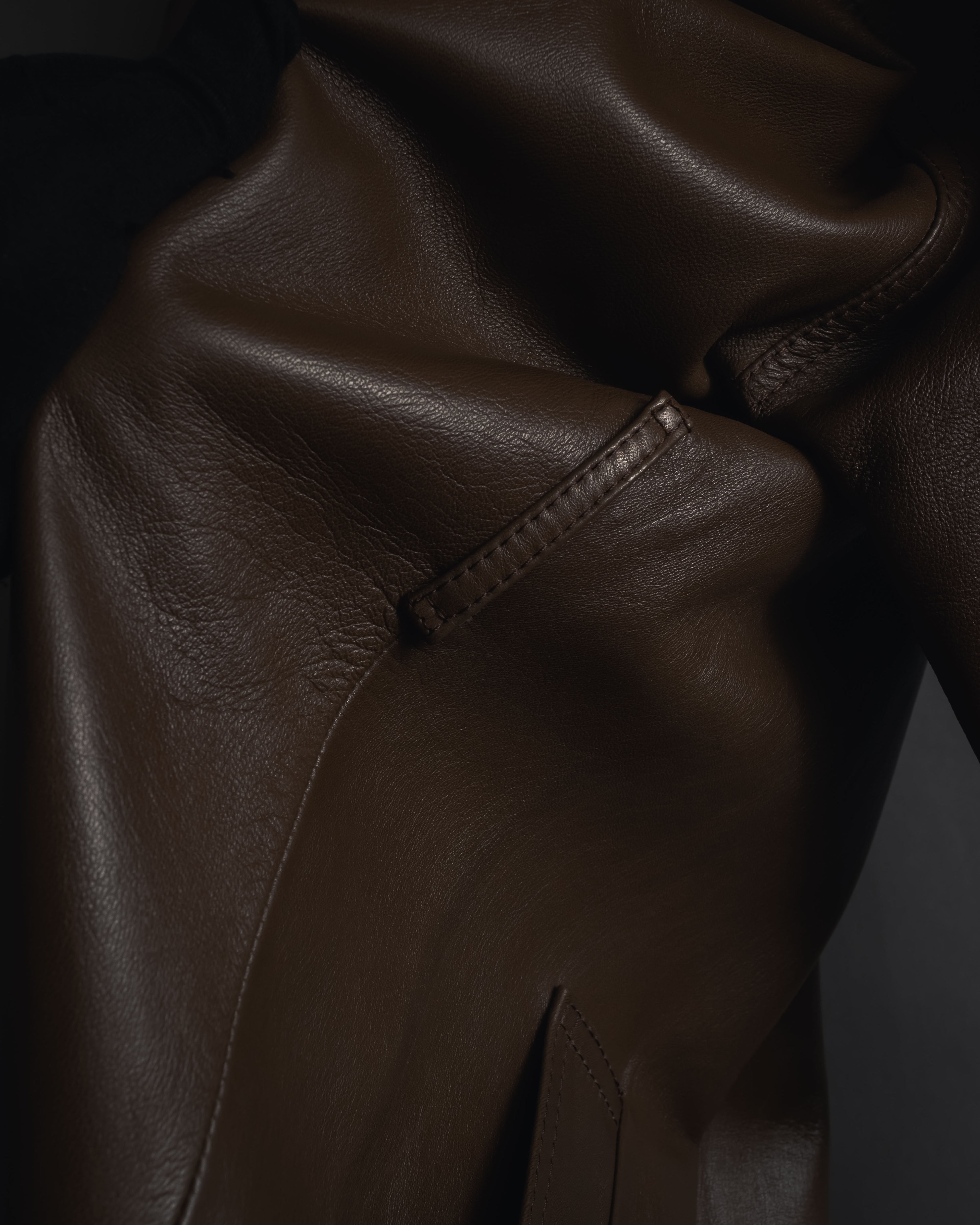 -SPECIAL- "LOEWE" 80’s Military detail stencil leather coat