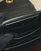 -SPECIAL- “HERMÈS” 50’s-60’s sculptural oval clasp midnight navy leather handbag