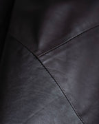 "HARVEY LOGAN" Diagonal cut design lamb leather flare skirt