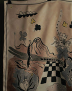 "Christian Dior" 2010's Modern surrealist trump print silk scarf