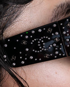 "CHANEL" Rhinestone &amp; Coco mark engraved black lens sunglasses