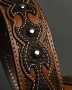 "ARIAT" 00's-10's Studded tooled leather western belt