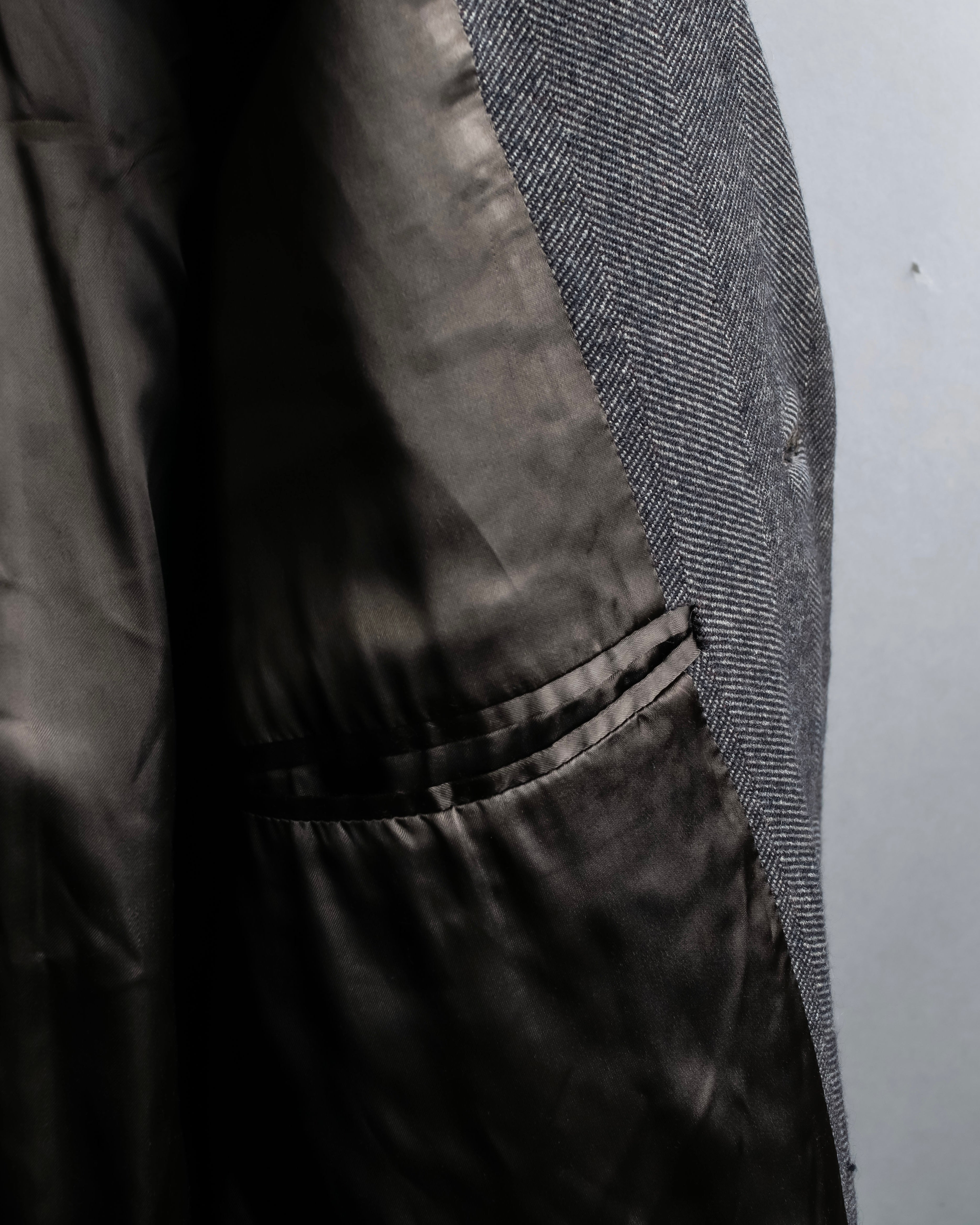 "ARMANI COLLEZIONI" Shoulder width structured oversized herringbone chester coat