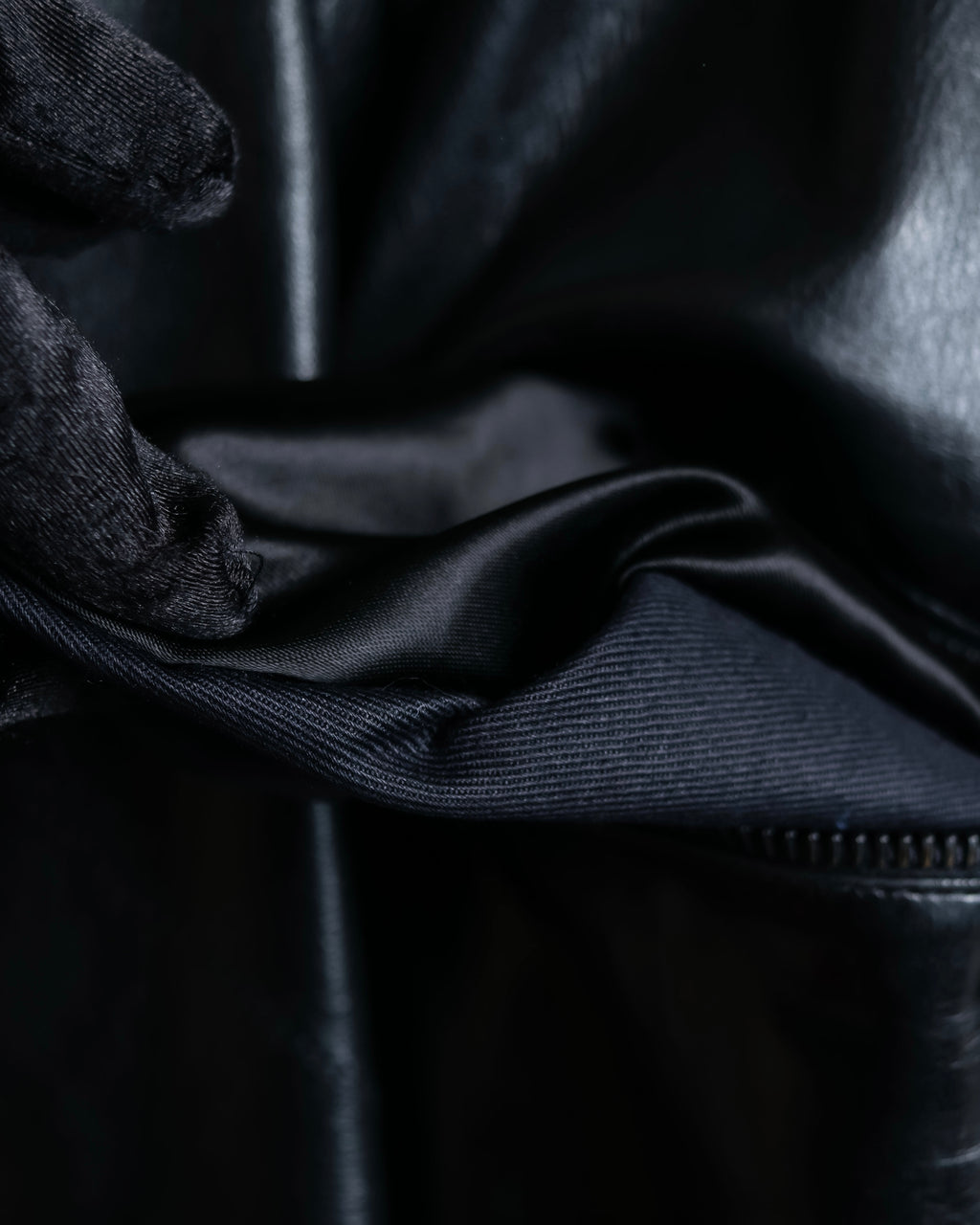 "Claude Montana" Drawcord detail stand-up collar leather blouson