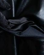 "Claude Montana" Drawcord detail stand-up collar leather blouson
