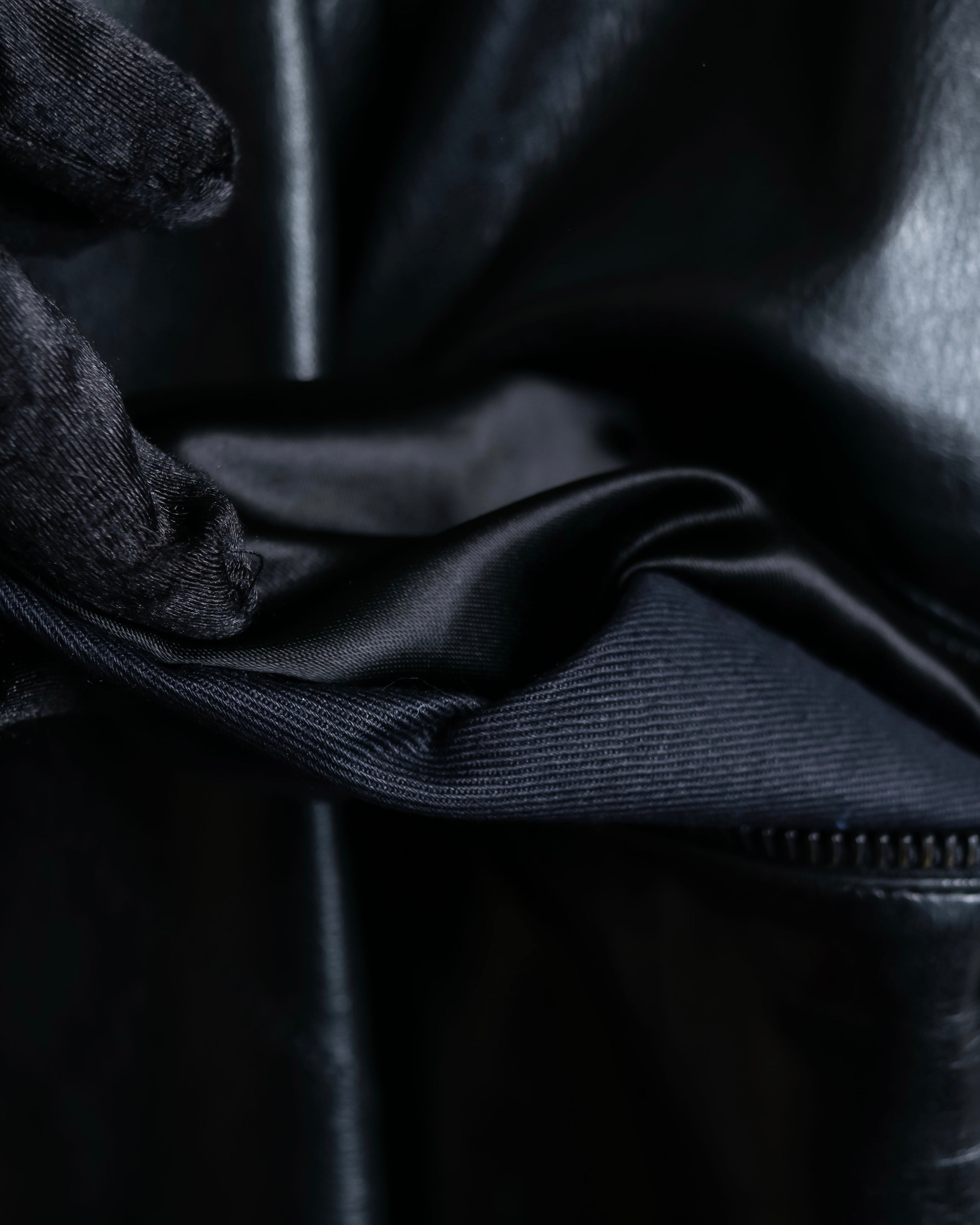 "Claude Montana" Drawcord detail stand-up collar leather blouson