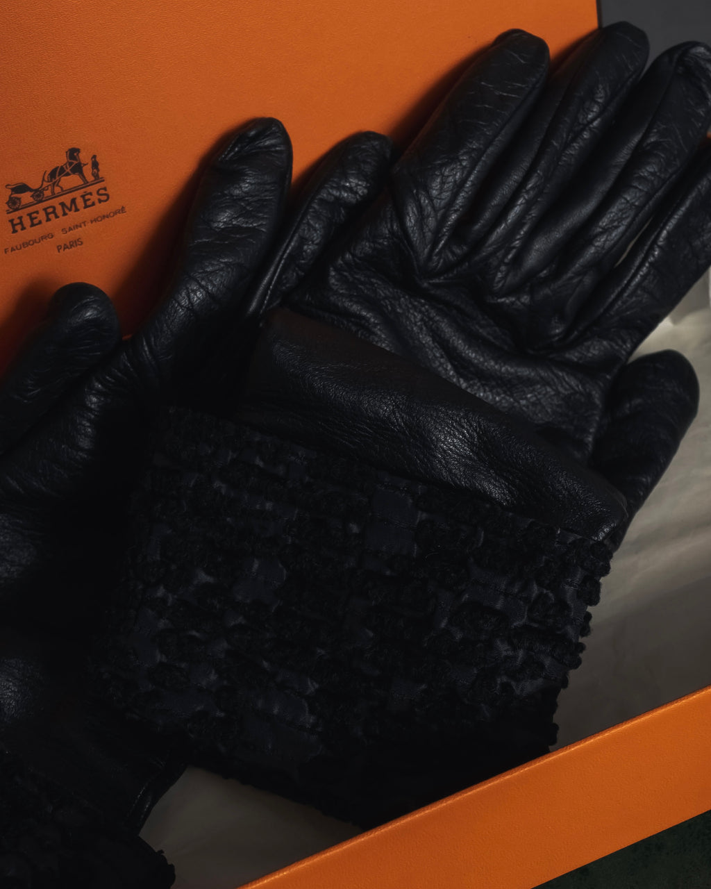 -SPECIAL- "HERMES" 90's Astrakhan combination leather gloves