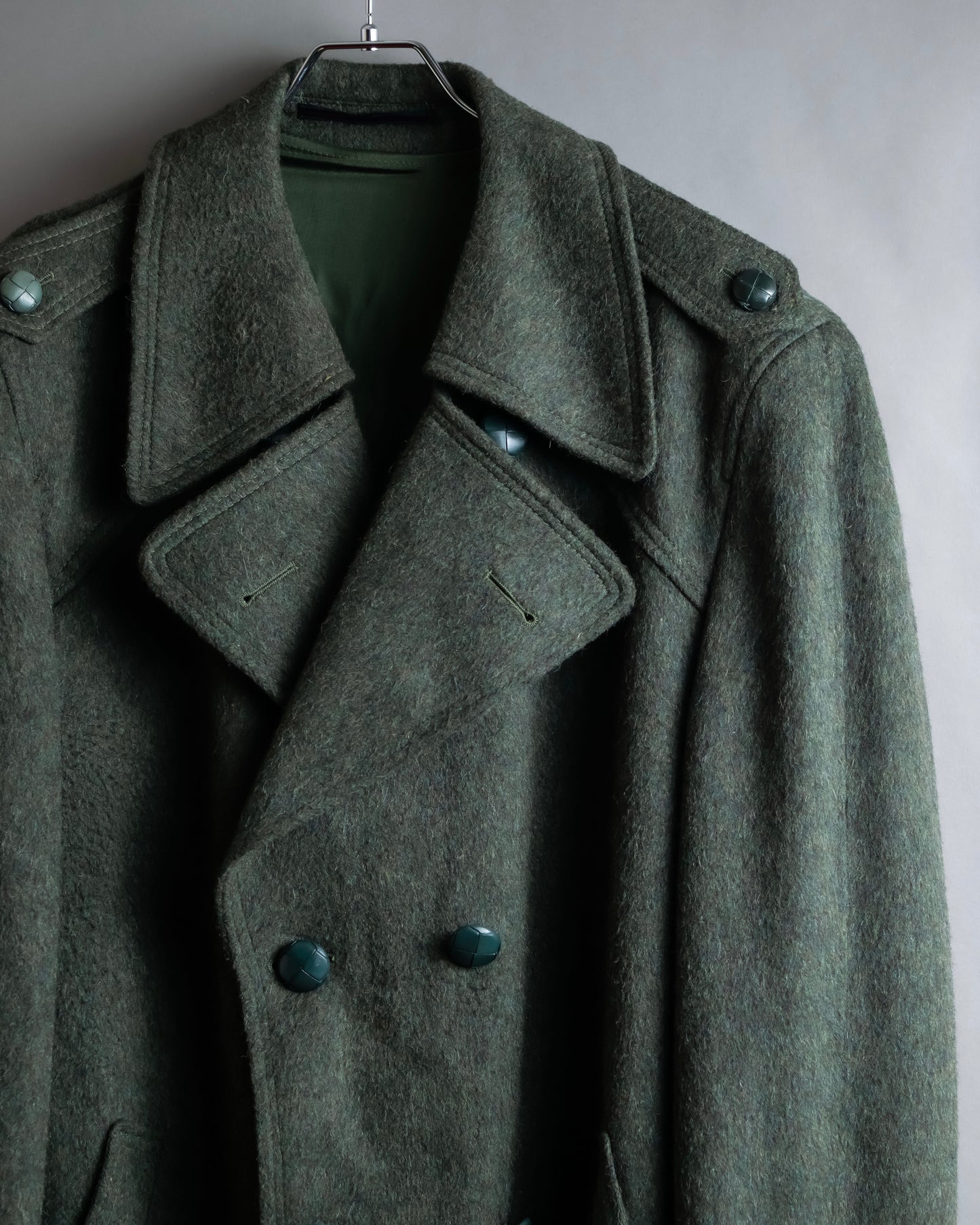 Vintage deep green colour military long coat