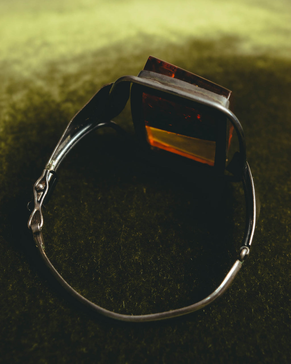 "Vintage" Sculptural amber tone statement bracelet