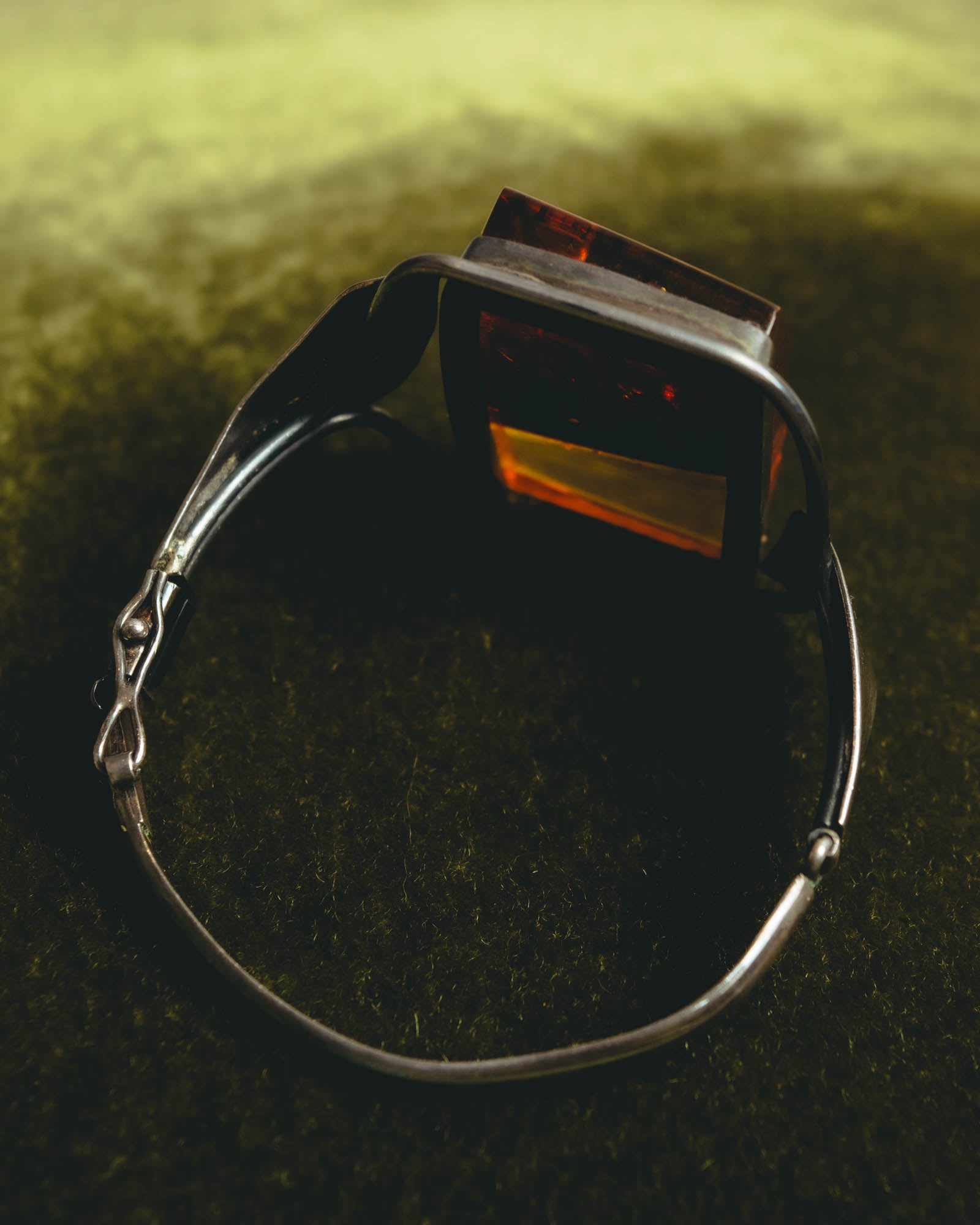 "Vintage" Sculptural amber tone statement bracelet