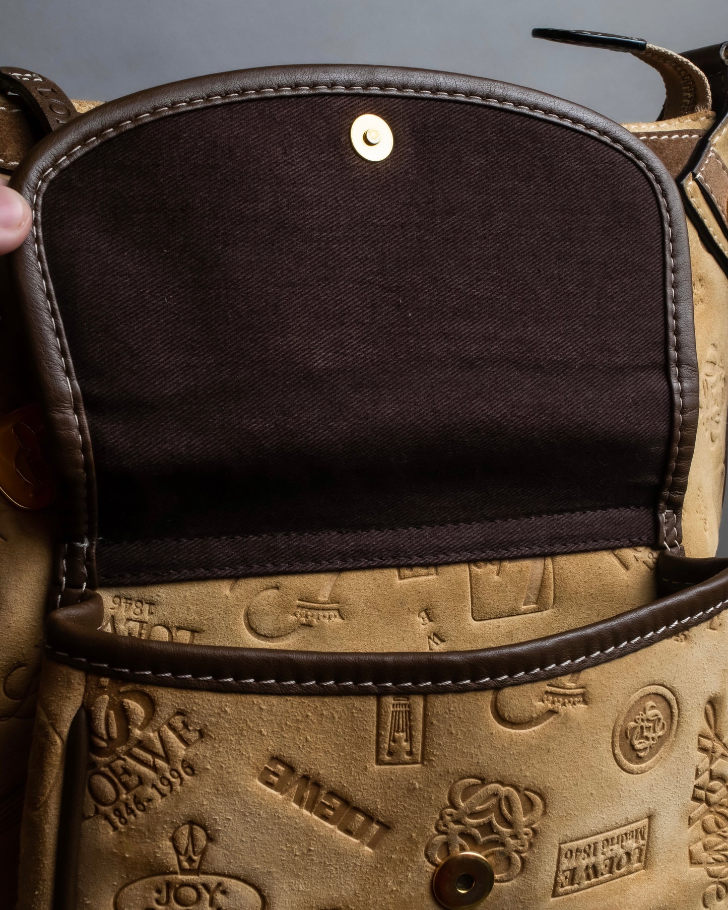 "LOEWE"  160th Anniversary Item outer pocket detail badge design shoulder bag