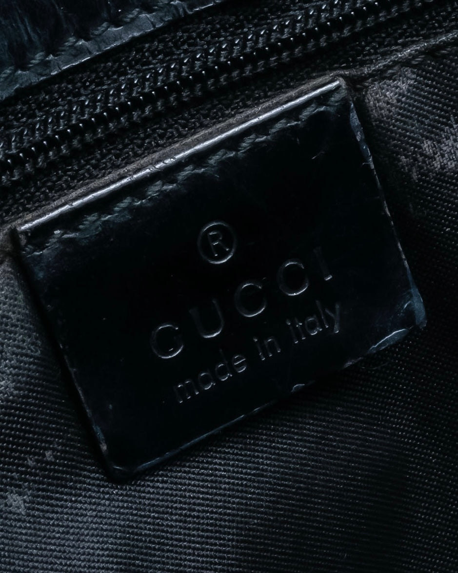 "GUCCI" Two outside pockets detailing GG monogram pattern hand bag