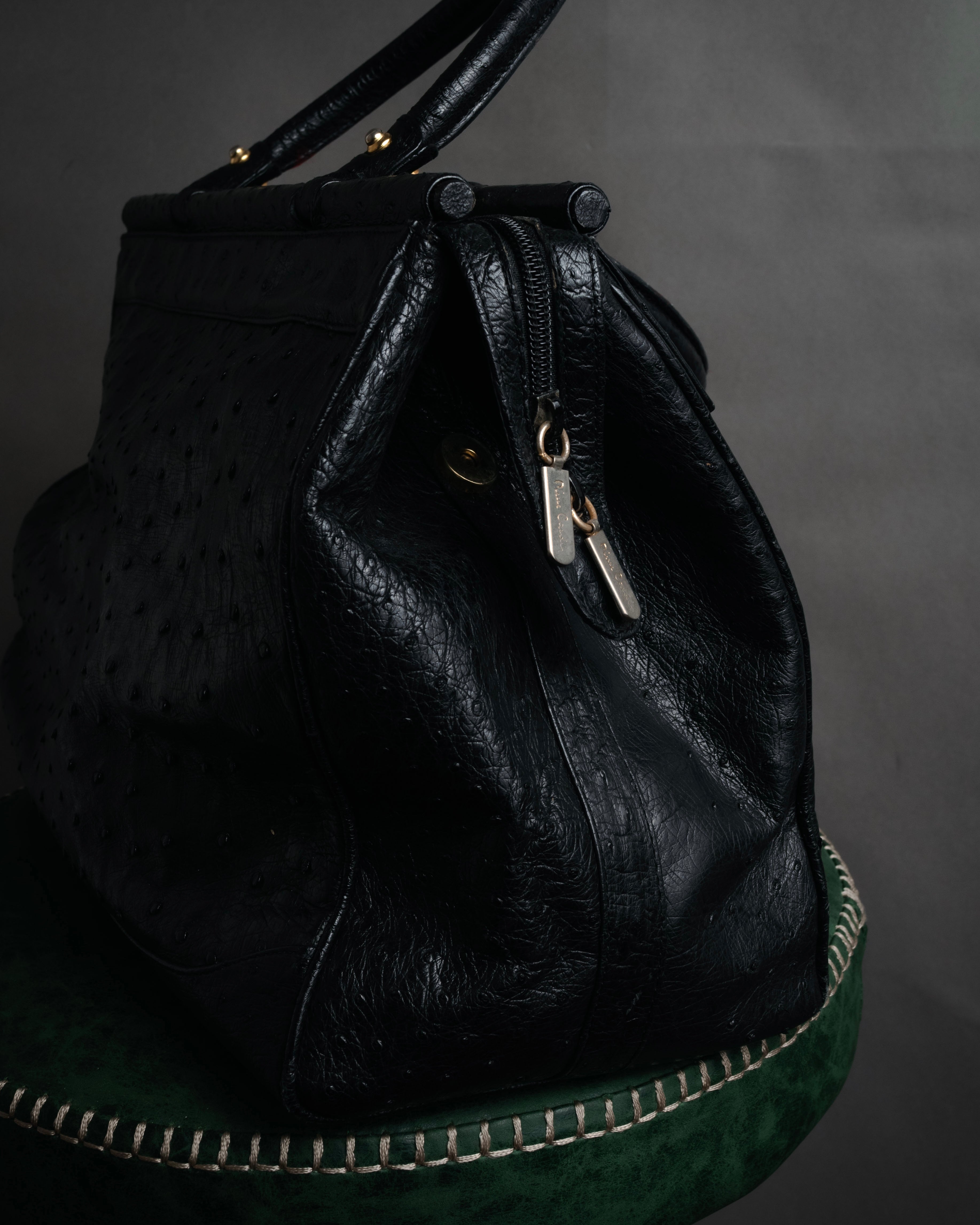 “pierre cardin” 80’s-90’s Ostrich leather structured doctor bag