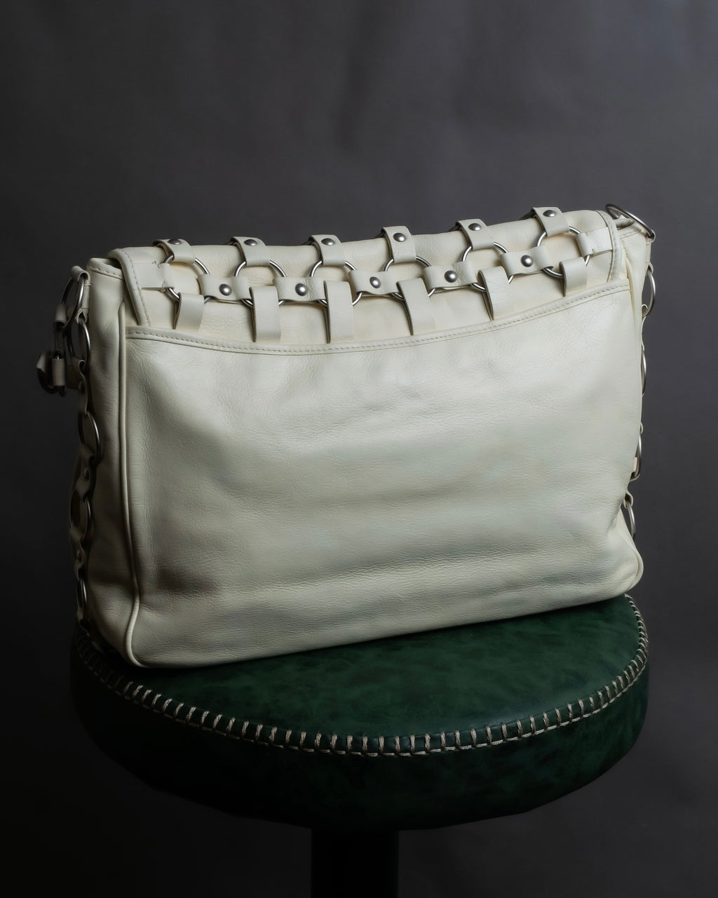 "Christian Dior" Metal ring leather combination design bag