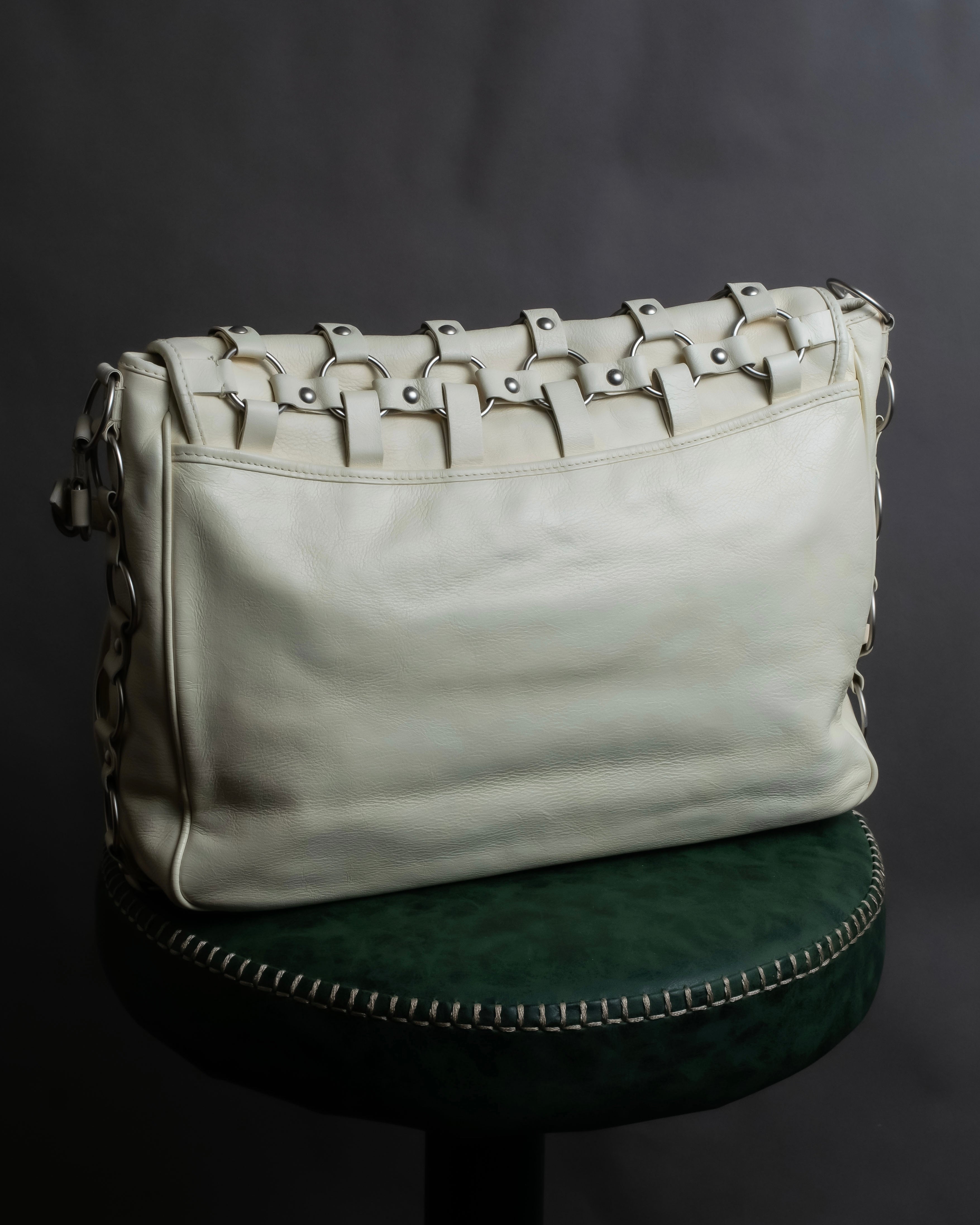 "Christian Dior" Metal ring leather combination design bag