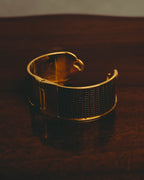 “GUCCI” 90’s-00’s Lizard-embossed leather horsebit cuff bracelet