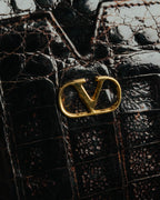 "valentino garavani" 70's-80's Vintage genuine crocodile leather shoulder bag
