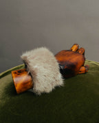 “CELINE” 2010’s Fur covered cuff bracelet