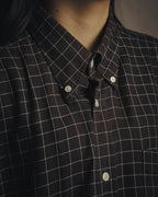 -SPECIAL- “HERMES” 90’s-00’s Windowpane checked sellier button shirt