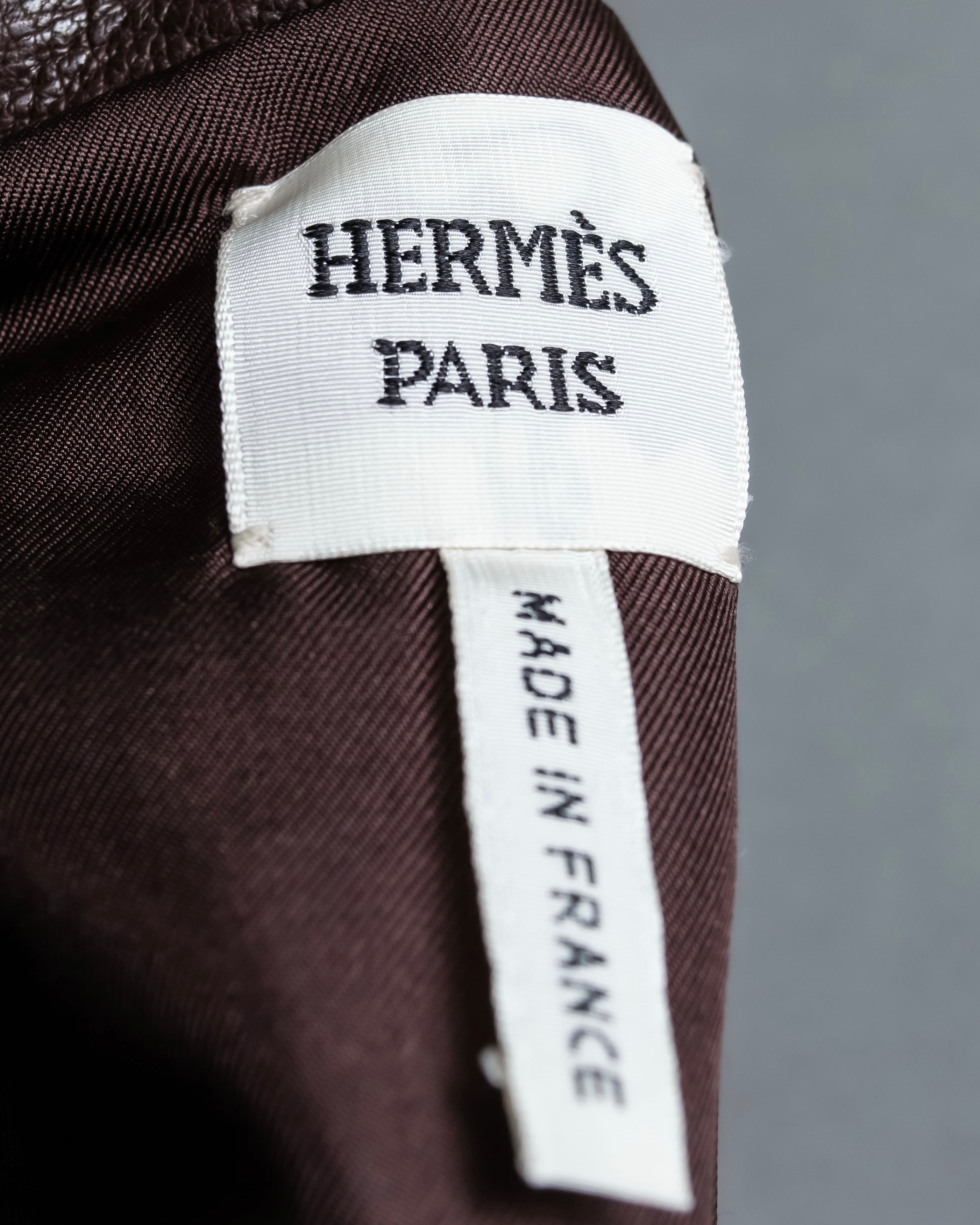 "Hermes by Gaultier" Round Pocket Wine Red Leather Skirt