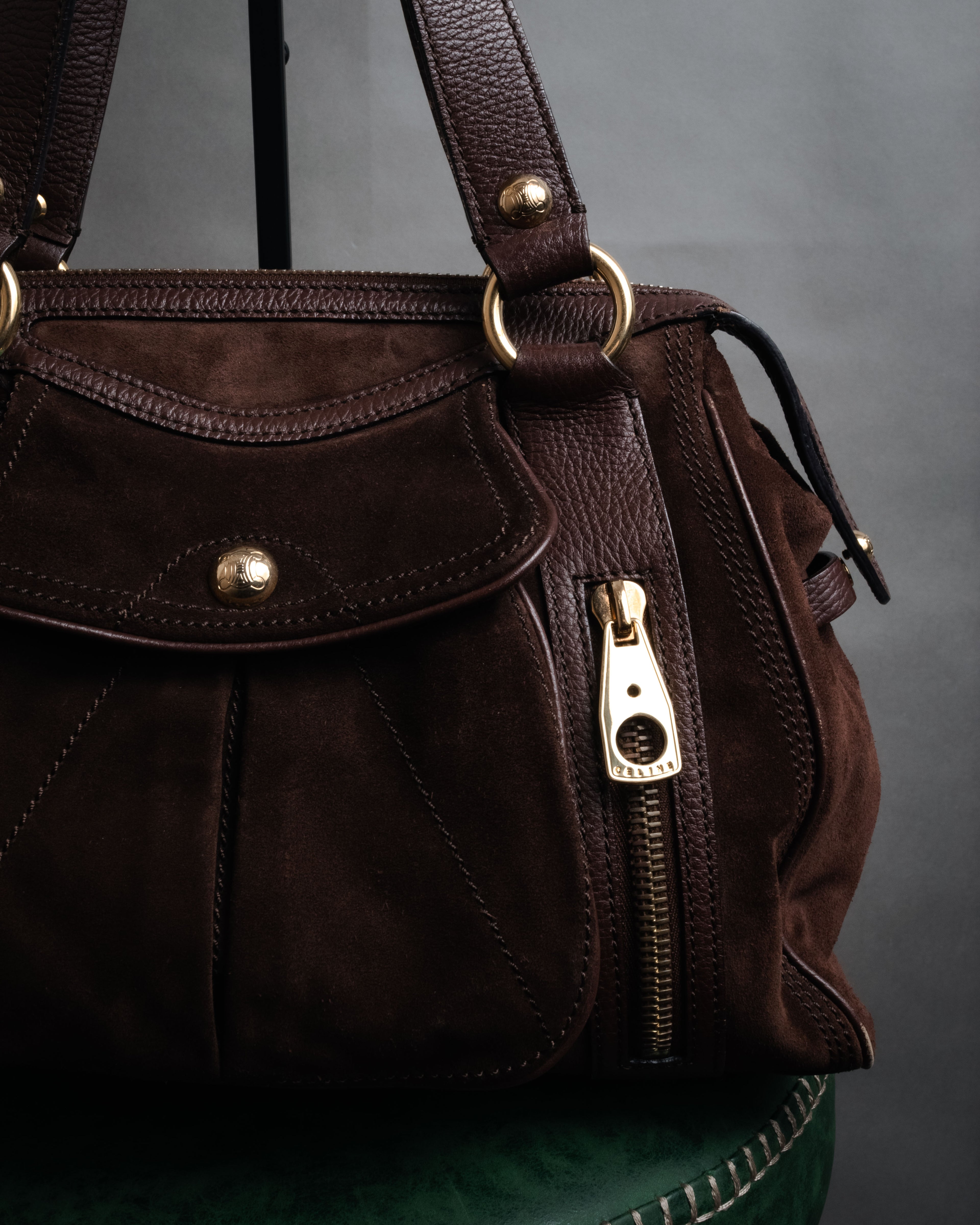 “CELINE” 00’s Suede and grained leather handbag