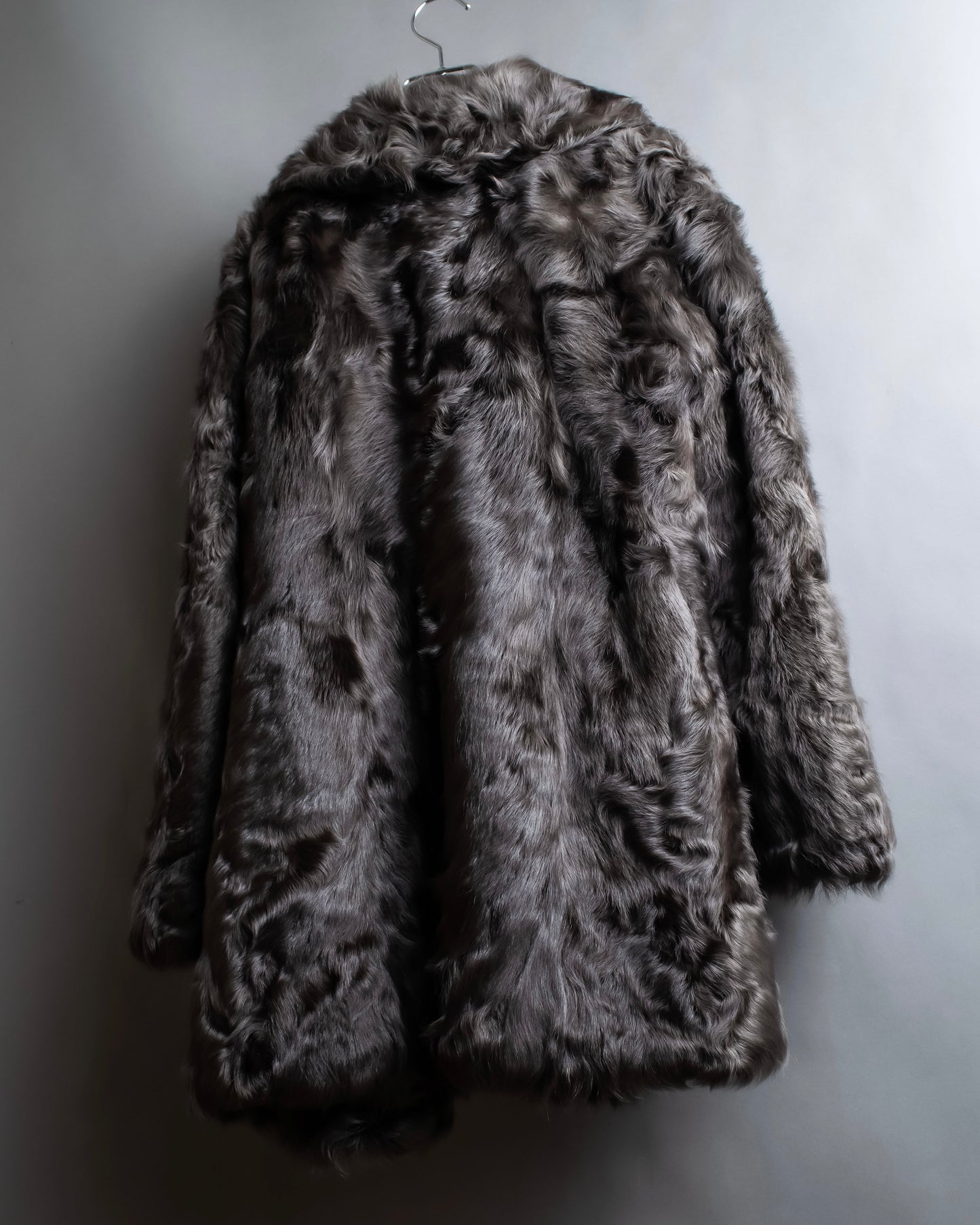 "EMBA" Large collar mid length fur coat