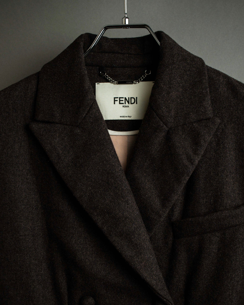 "FENDI" Double-breasted heavy duty wool flannel jacket
