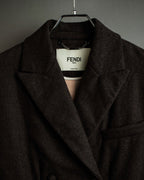 "FENDI" Double-breasted heavy duty wool flannel jacket