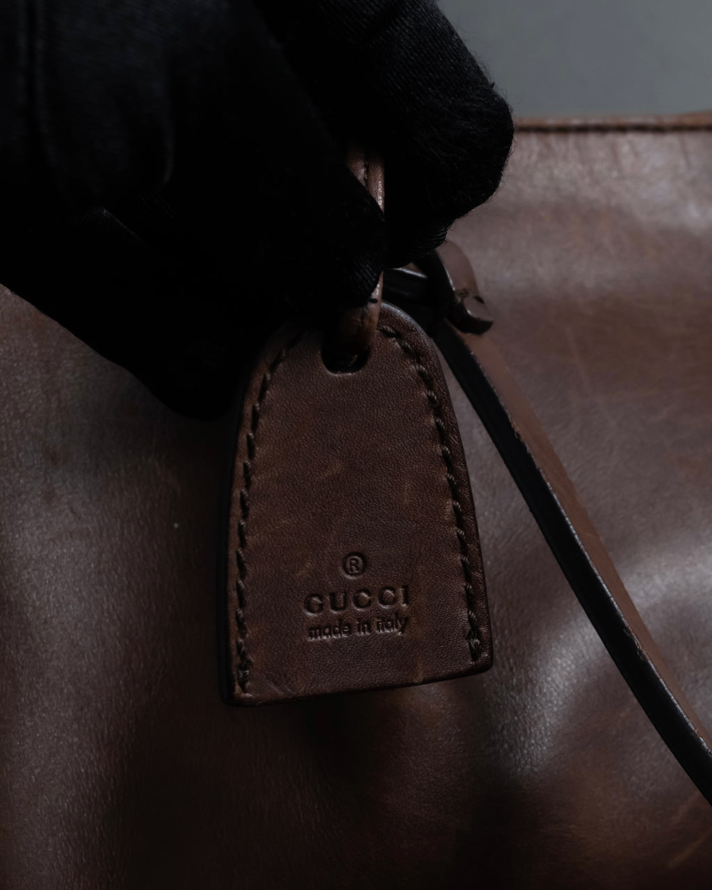 "GUCCI" Horizontally elegant silhouette oiled leather one-shoulder bag